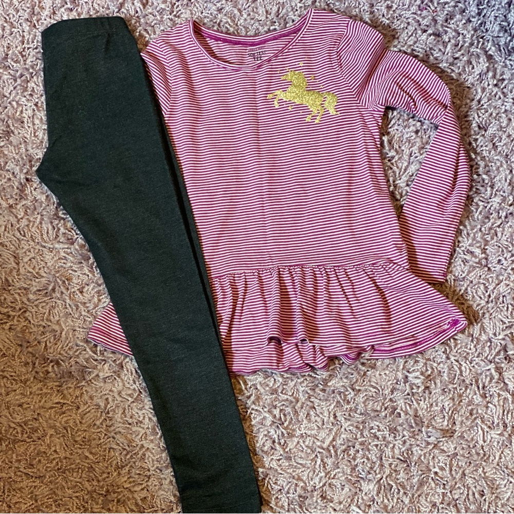 Jumping Beans Softest Tee tunic top & denim look leggings 🦄